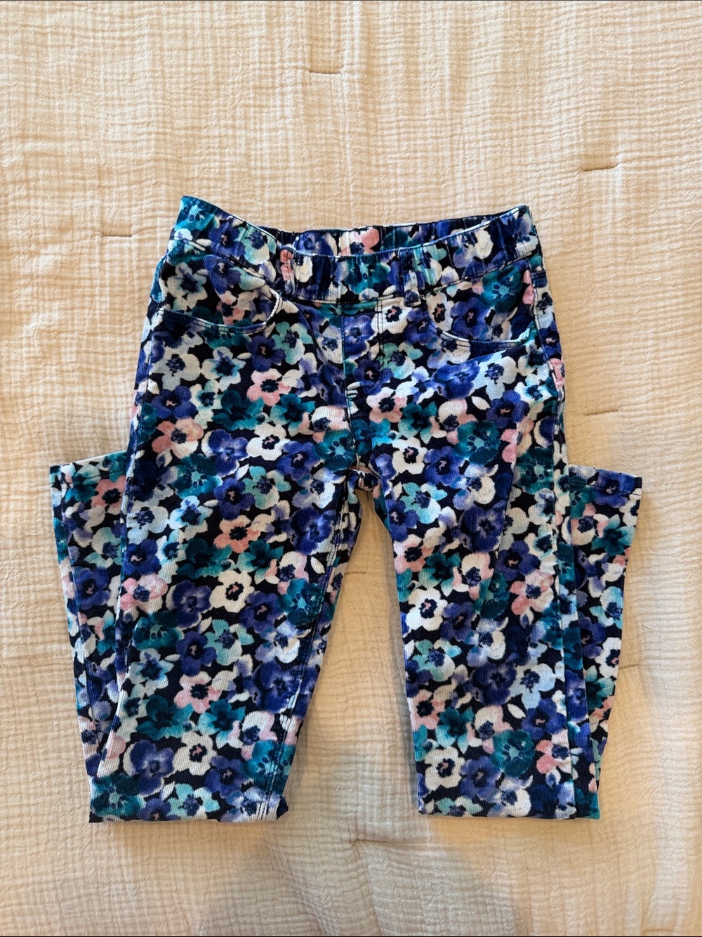 Gymboree Blue Floral Corduroy Leggings - Navy, Teal, Pink, White